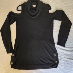 ONE WORLD Black Cold Shoulder Cowl Neck Sweater SKU F06